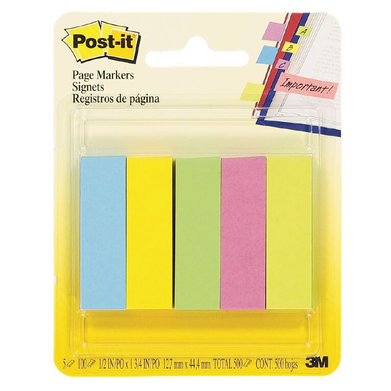 Post-It Page Markers Small 5 Pack Assorted, , hi-res