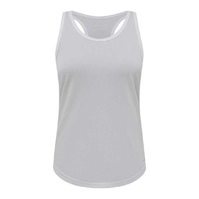 Active Intent Women's Cooldry Racer Tank, White, hi-res
