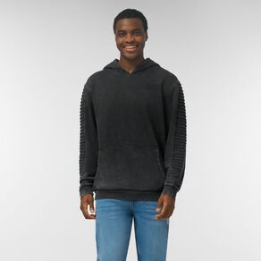 Garage Men's Acid Wash Moto Detail Hood Sweat