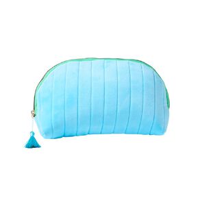 Poppi Velvet Cosmetic Bag Blue with Green Zip