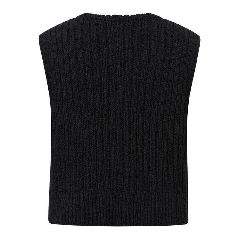H&H Women's Sleeveless Boucle Vest, Black, hi-res
