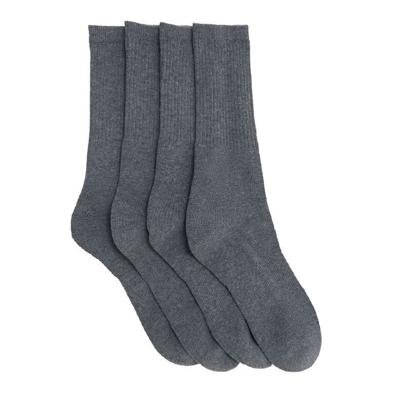 Active Intent Men's Sports Crew Socks 4 Pack, Charcoal/Marle, hi-res