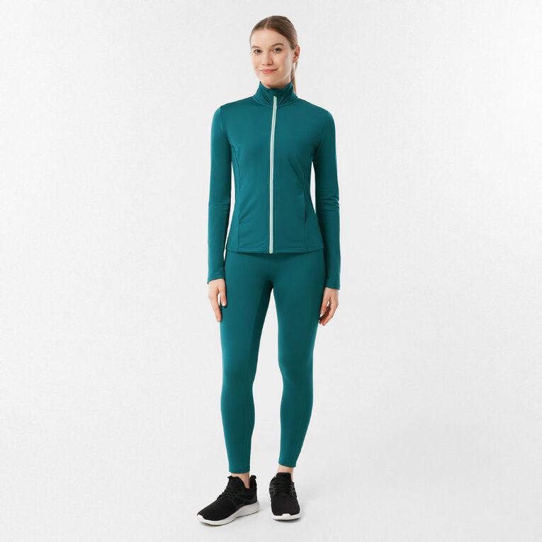 Active Intent Women's Thermal Zip Sweat, Green Dark, hi-res