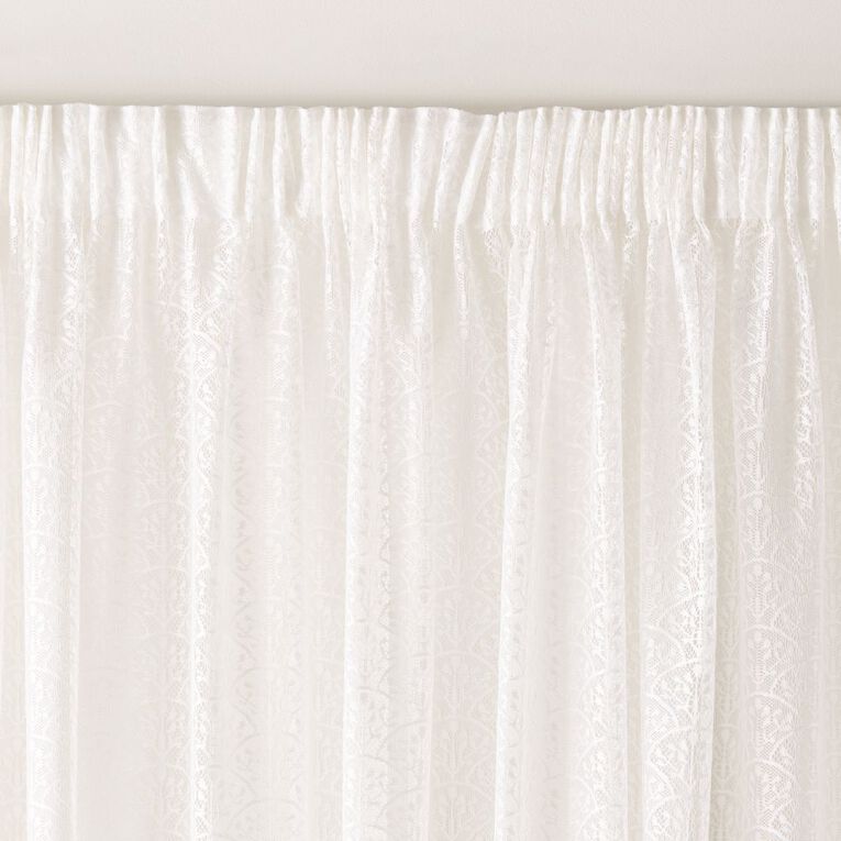 Living & Co Art Deco Voile White 90-180cm Wide/240cm Drop, , hi-res