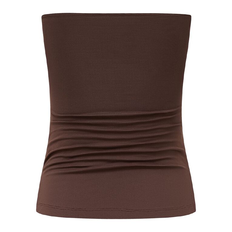 Garage Women's Contour Ruched Bandeau, Brown Dark, hi-res