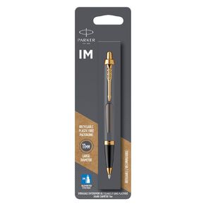 Parker IM Grey Gold Trim Ballpoint Pen Medium Blue