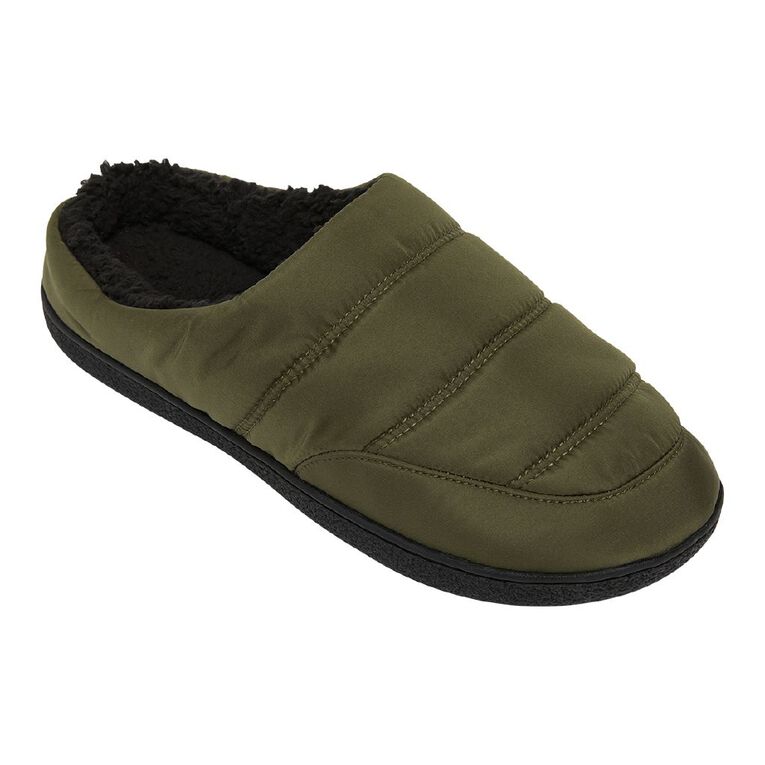H&H Women's Quilted Slipper Scuffs, Khaki, hi-res