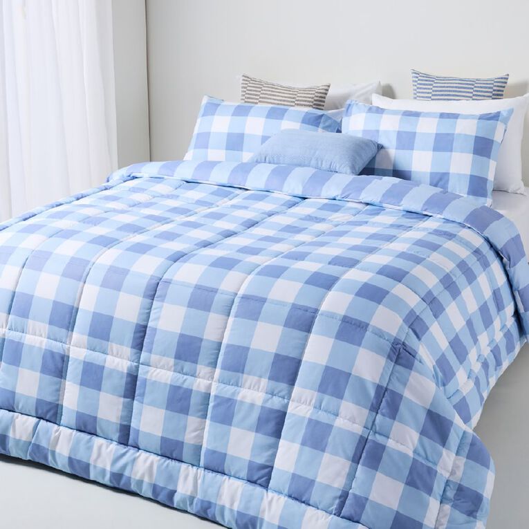 Living & Co 3 Piece Comforter Set Printed Circa Blue King, , hi-res