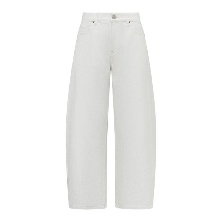 H&H Women's Mid Rise Barrel Leg Jeans, White, hi-res