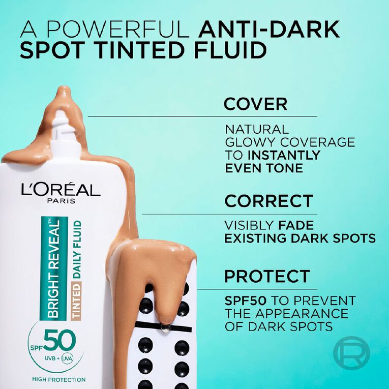 L'Oreal Paris Bright Reveal Tinted Fluid SPF50+ Medium, , hi-res