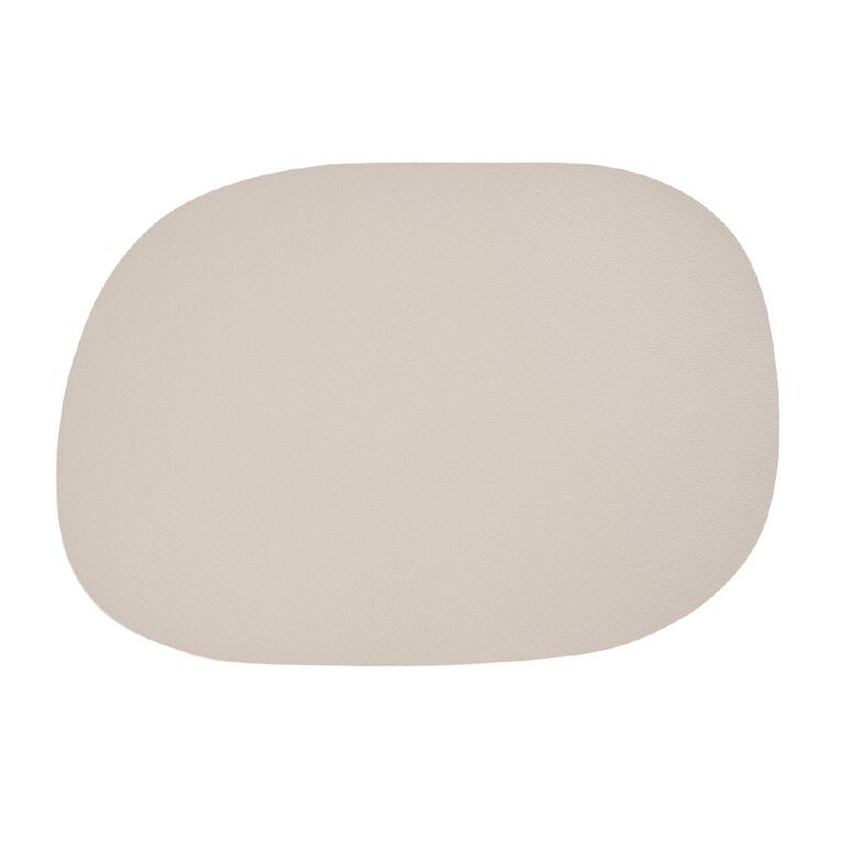 Living & Co Oval Faux Leather Placemat Grey, , hi-res