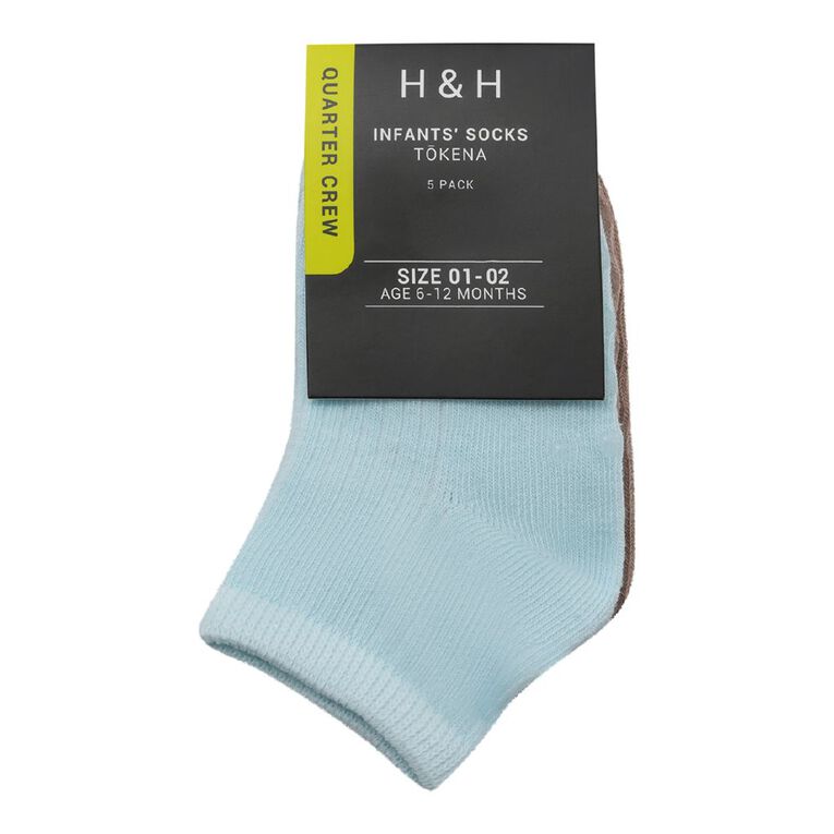 H&H Infants' Rib Quarter Crew 5 Pack, Blue Light, hi-res