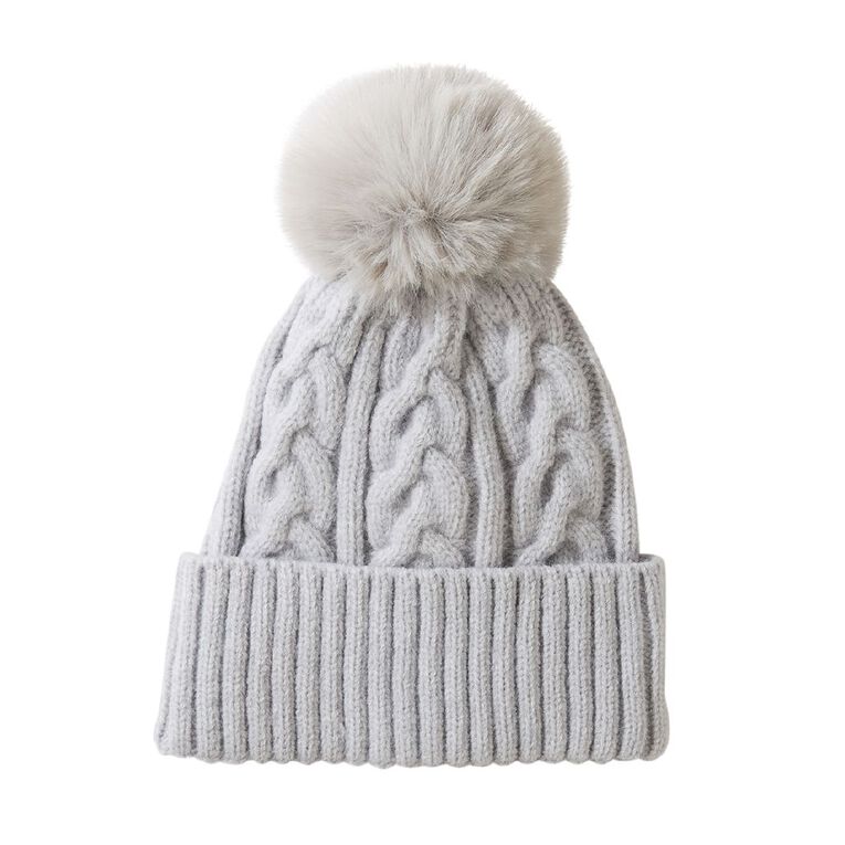 Young Original Cable Pom Beanie, Grey Dark, hi-res