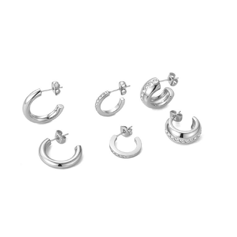 Huggie Hoop Earrings 3 Pairs, , hi-res