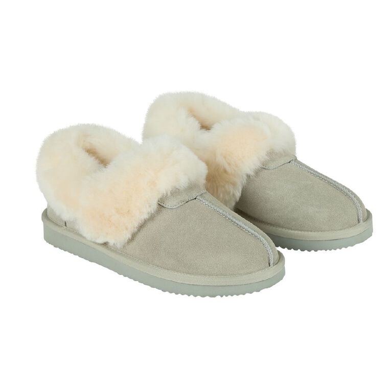 NEW ZEALAND SHEEPSKIN CO. Women's Sheepskin Lined Slipper Shoes, Grey Mid, hi-res