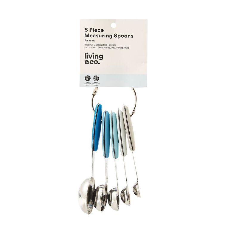 Living & Co Stainless Steel Measuring Spoons Blue, , hi-res