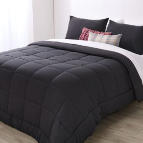 Living & Co Microfibre 3 Piece Comforter Set Black Queen