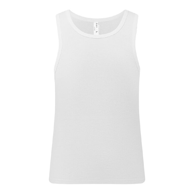 H&H Men's Singlet 2 Pack, White, hi-res