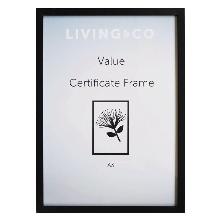 Living & Co Everyday Certificate Frame Black A3, Black, hi-res
