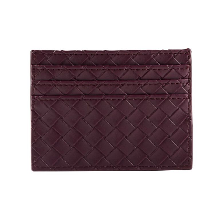 H&H Women's Woven Texture Card Holder, Red Dark, hi-res