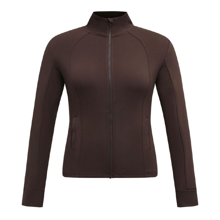 Active Intent Women's Super Soft Zip Jacket, Brown Dark, hi-res