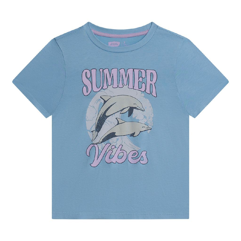 Young Original Short Sleeve Print Tee Blue Light DOLPHIN