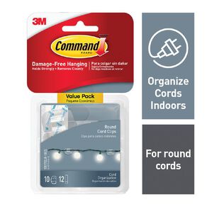 Command Round Cord Clips with Strips Value Pack