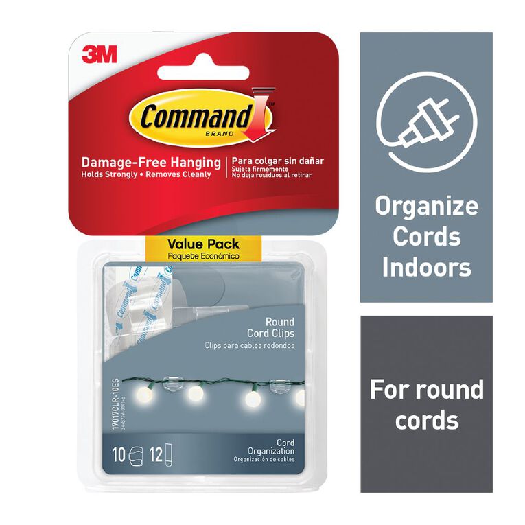 Command Round Cord Clips with Strips Value Pack, , hi-res