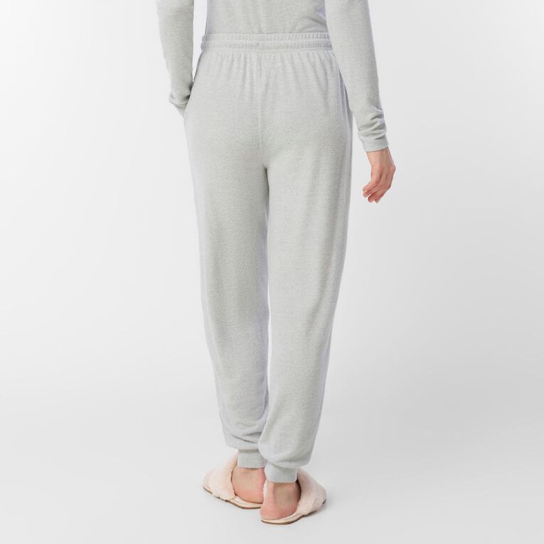H&H Women's Brushed Knit Cuffed Lounge Pants, Grey Mid, hi-res