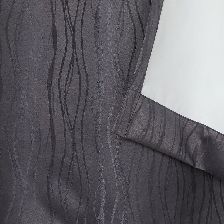 Living & Co Swirl Curtains Charcoal 230-330cm Wide/220cm Drop, Charcoal, hi-res