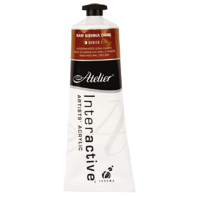 Atelier S1 Acrylic Paint Raw Sienna Dark Brown 80ml, , hi-res
