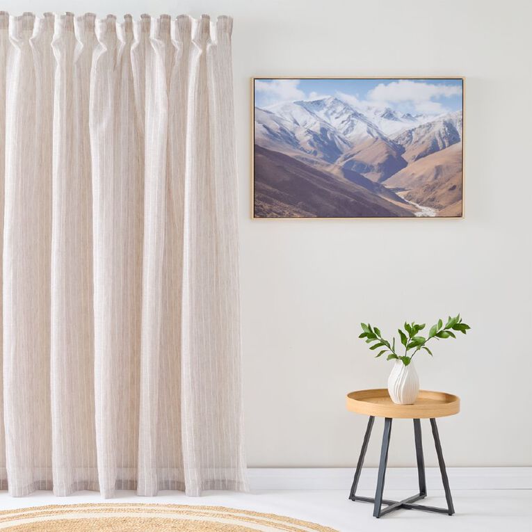 Living & Co Bella Striped Voile Natural 90-180cm Wide/213cm Drop, , hi-res
