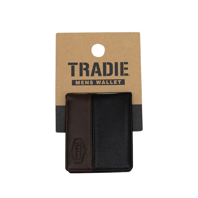 Tradie Leather Look Wallet, Black, hi-res