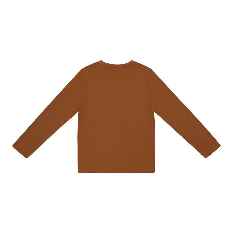 Young Original Print Long Sleeve Tee, Brown Mid, hi-res