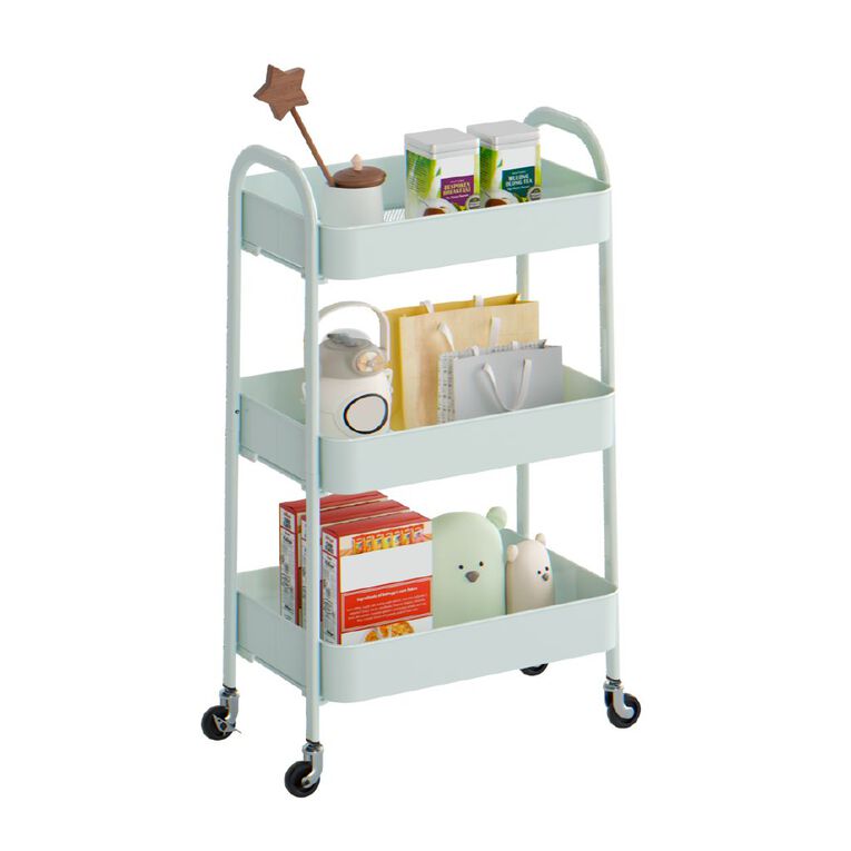 Living & Co Eva 3 Tier Metal Trolley Sage, , hi-res