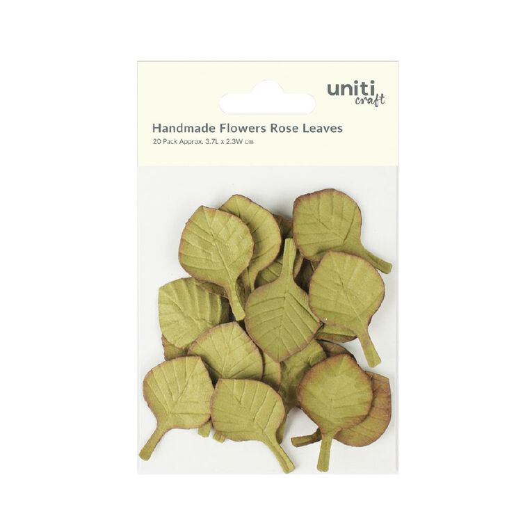 Uniti Handmade Flowers Rose Leaves Vintage Green 20 Piece, , hi-res