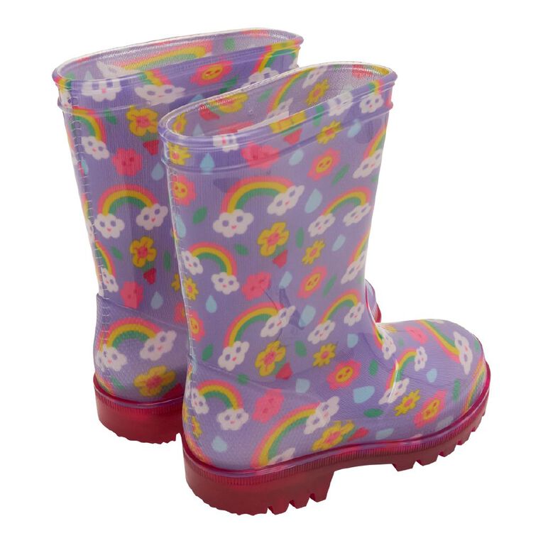 Young Original Junior Kids' Printed Light Up Gumboots, Purple, hi-res