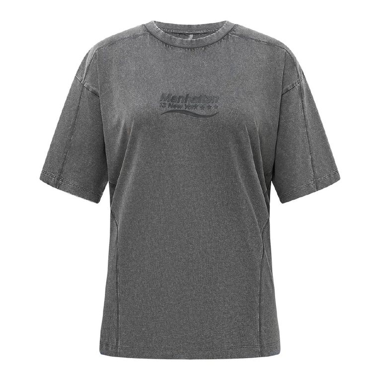 H&H Women's Short Sleeve Motor Sport Graphic Tee, Grey Dark, hi-res