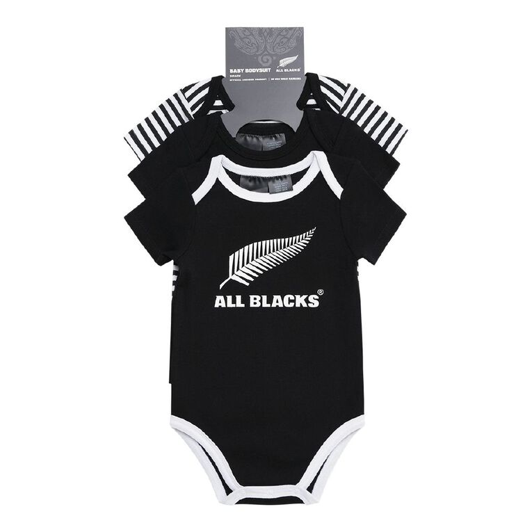 All Blacks Babies' Short Sleeve Printed Bodysuit 3 Pack, Black, hi-res