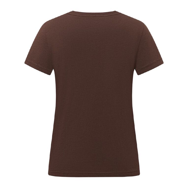 H&H Women's Essential Short Sleeve V-Neck Tee, Brown Dark, hi-res