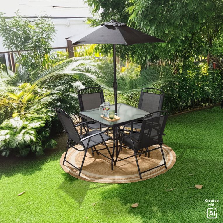 Living & Co Folding Patio Set 6 Piece, , hi-res