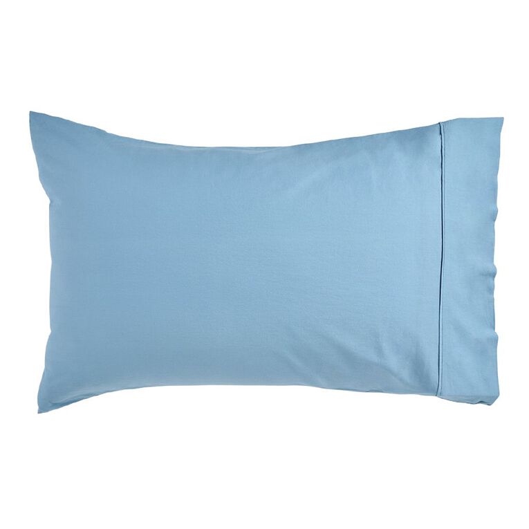 Living & Co 100% Washed Cotton 2 Pack Pillowcase Denim 48cm x 73cm, Denim, hi-res