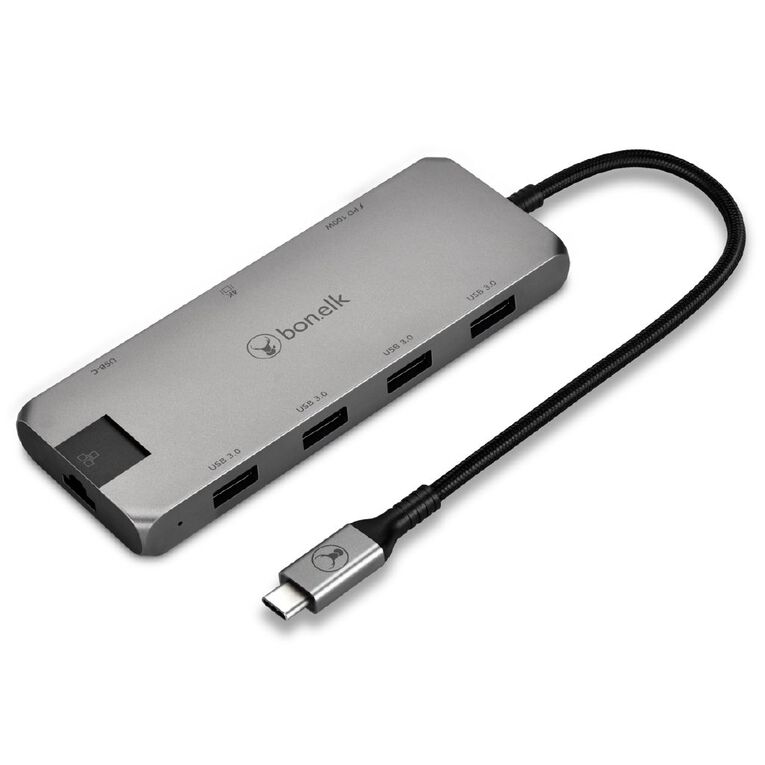 Bonelk Long Life USB C to 8 in 1 Multiport Hub Space Grey Grey, , hi-res