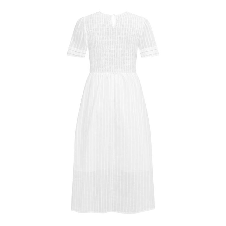 H&H Women's Shirring Midi Short Sleeve Dress, White, hi-res