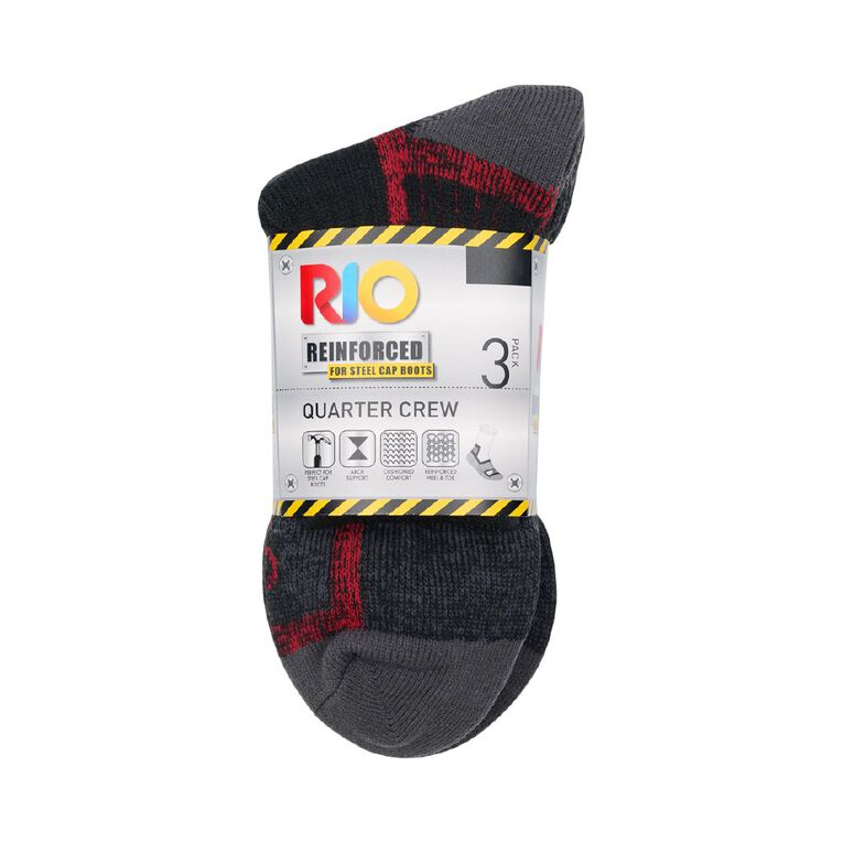 Rio Men's Quarter Crew Work Socks 3 Pack Red | The Warehouse