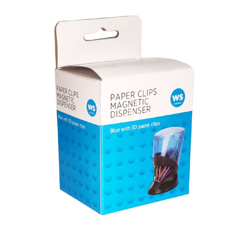 WS Paperclip Dispenser Magnetic 30 Pack Blue Mid, , hi-res