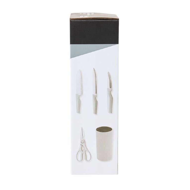 Living & Co Knife Block 4 Piece Set Grey, , hi-res