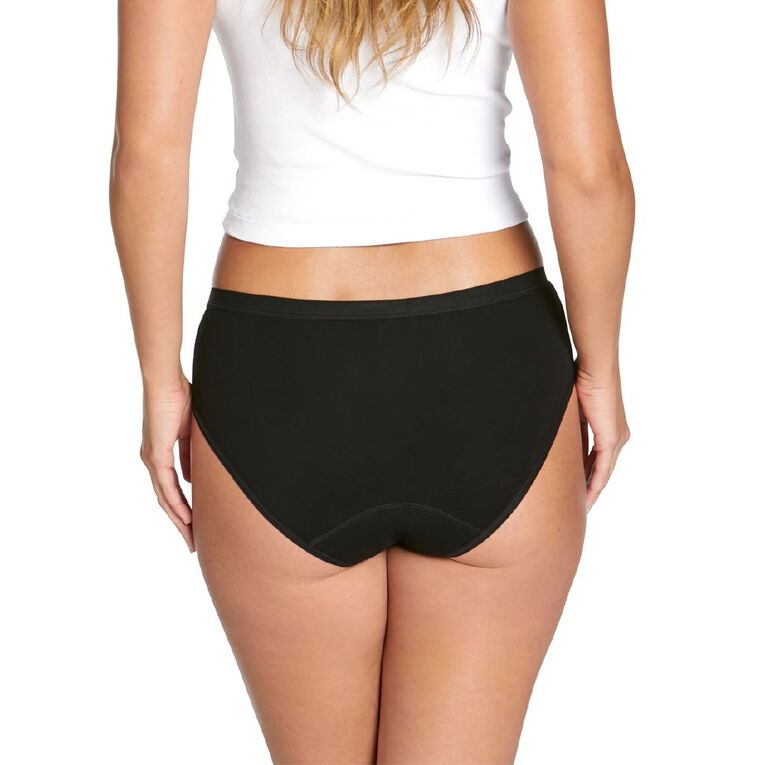 Love Luna Women's Period Midi Briefs Kit 2 Pack, Black, hi-res