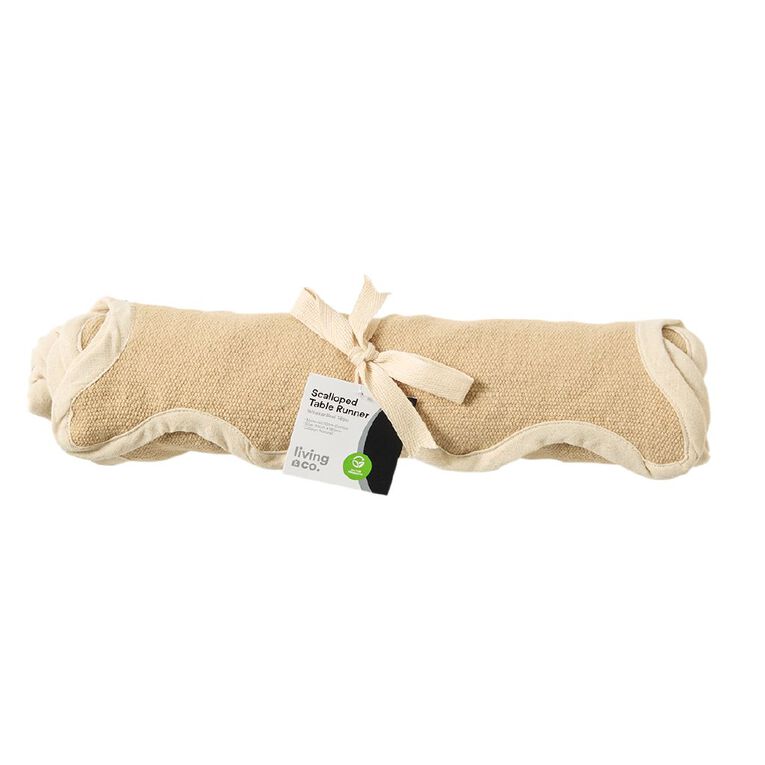 Living & Co Scalloped Table Runner Natural, , hi-res