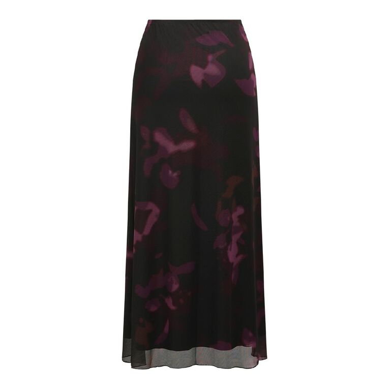 H&H Women's Print Mesh Maxi Skirt, Red Dark, hi-res